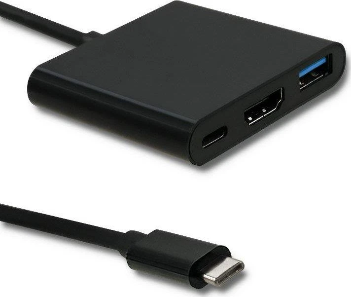 QOLTEC 50430 Qoltec Adapteris USB 3.1 typC Male / HDMI AF + USB AF + USB 3.1 typC juodas