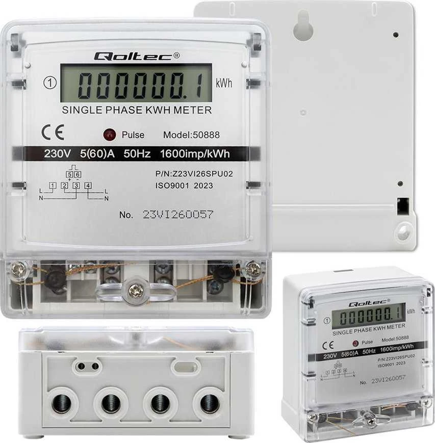 Vienfazis elektroninis skaitiklis Qoltec, 240 V
