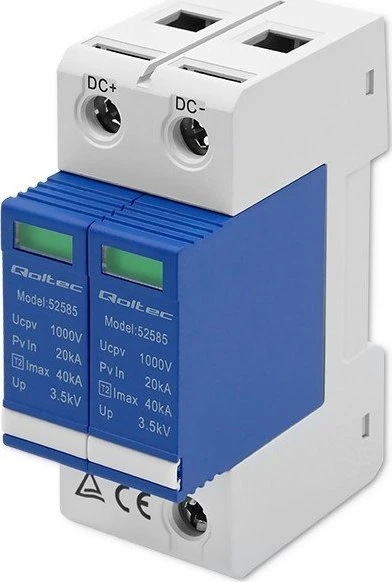 QOLTEC 52585 nuolatinės srovės viršįtampio iškroviklis / 2P / 1000V / T2 / BC