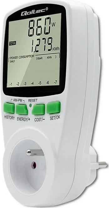 QOLTEC 50627 Galios matuoklis PM0627 su istorija / 3680W / 16A / LCD