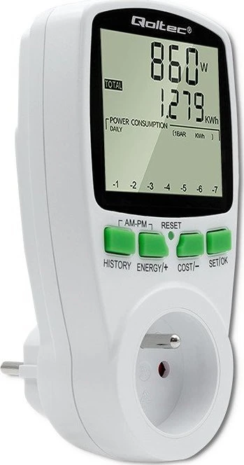 QOLTEC 50627 Galios matuoklis PM0627 su istorija / 3680W / 16A / LCD