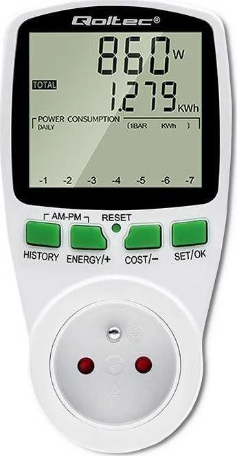 QOLTEC 50627 Galios matuoklis PM0627 su istorija / 3680W / 16A / LCD