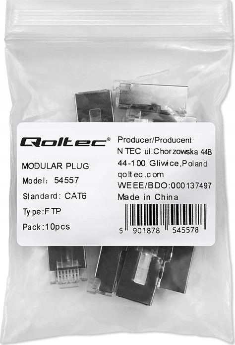 Qoltec RJ45 modulinis jungtis CAT6 FTP 10 vnt