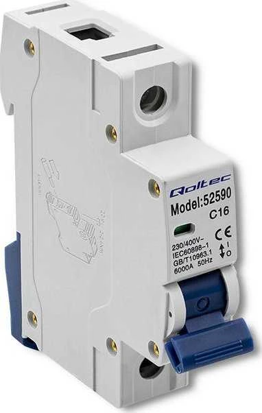 QOLTEC 52590 Viršsrovių grandinės pertraukiklis C16 / Saugiklis / AC / 16A / 1P