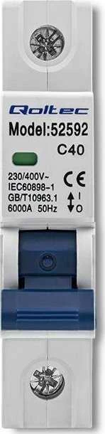 QOLTEC 52592 Viršsrovių grandinės pertraukiklis C40 / Saugiklis / AC / 40A / 1P