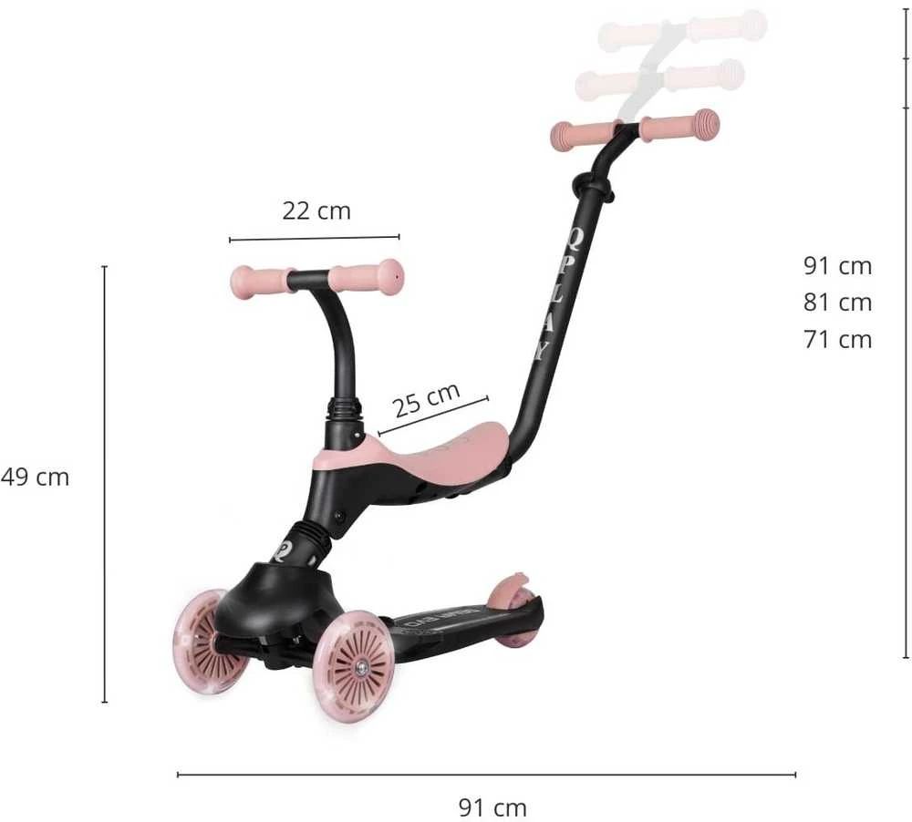 MILLY MALLY 6310 Qplay Sema Evo 3in1 Coral Rožinė paspirtukas