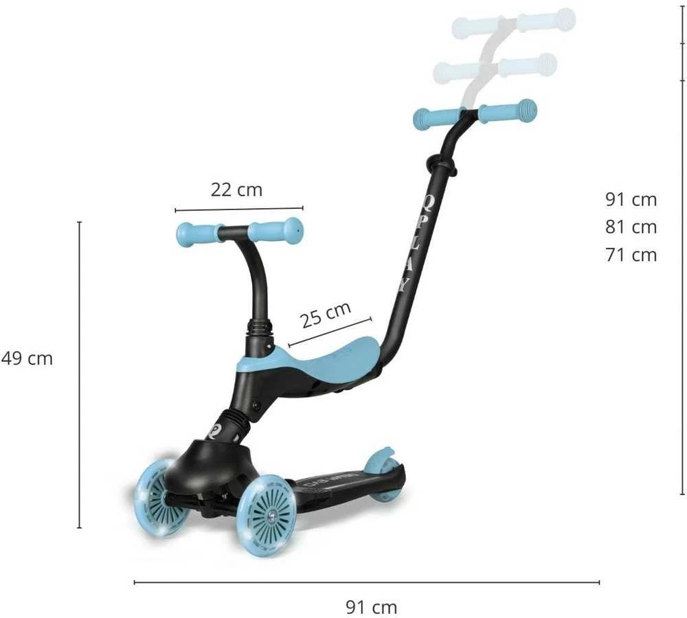MILLY MALLY 6311 Qplay Sema Evo 3in1 dangaus mėlynas paspirtukas