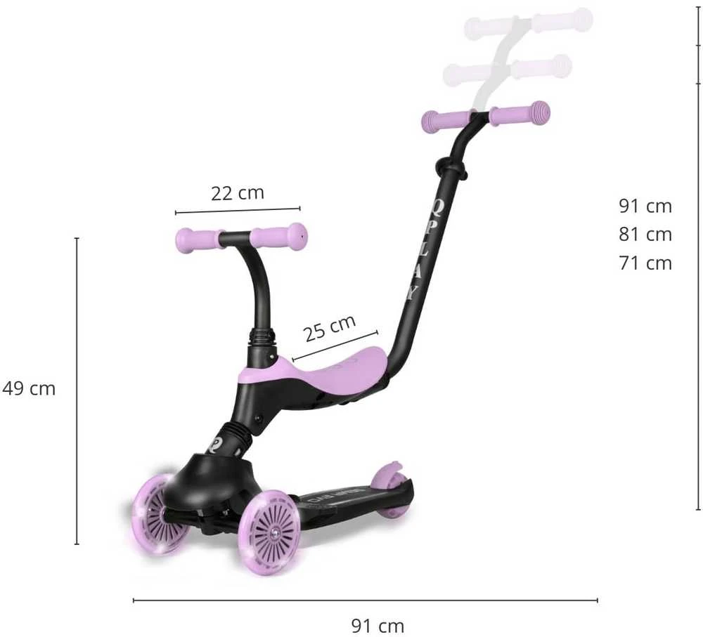 MILLY MALLY 6313 Qplay Sema Evo 3in1 violetinis paspirtukas