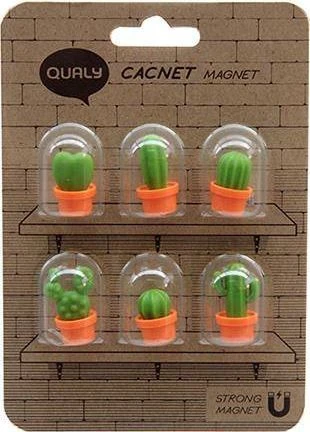 Qualy Magnesy na lodówkę Kaktus oranžinė-žalia 6 dalys