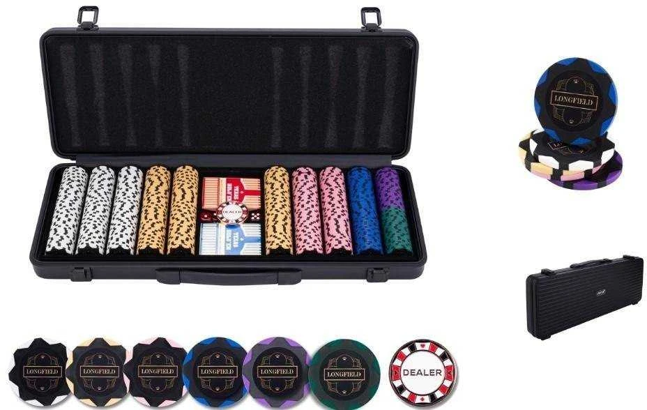 Engelhart Pokerio rinkinys juodame dėkle 500 žetonų, 14g