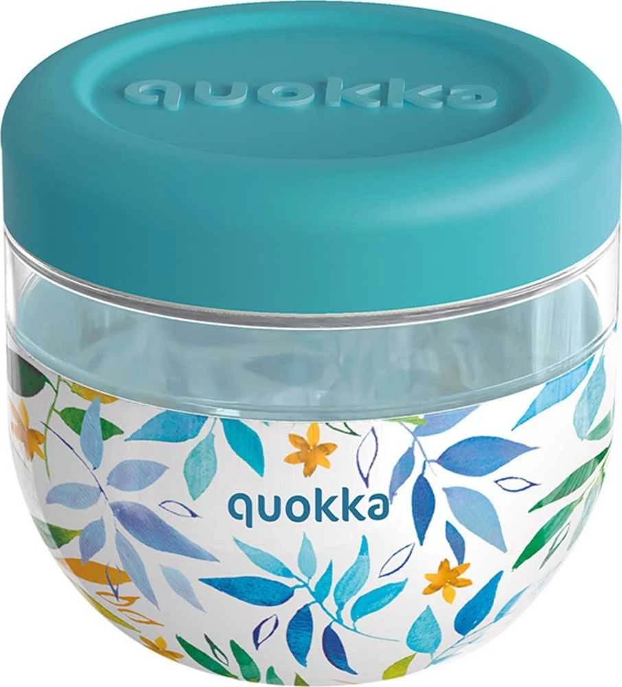 Quokka Bubble Food Jar - Plastic food container / Priešpiečių dėžutė 770 ml (Watercolor Leaves)