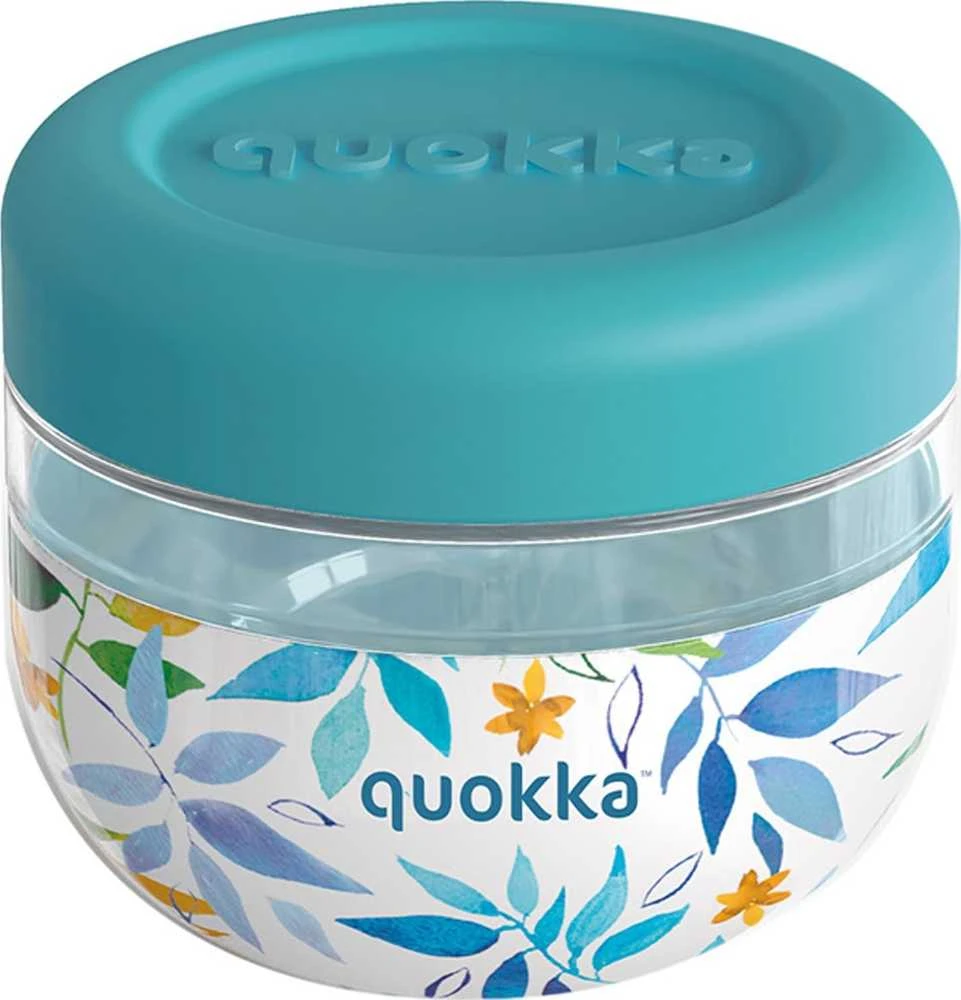 Quokka Bubble Food Jar - Plastic food container / Priešpiečių dėžutė 500 ml (Watercolor Leaves)