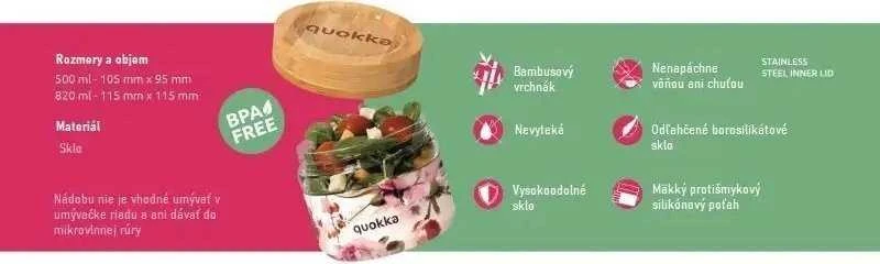 „Quokka Deli“ maisto indelis – stiklinis maisto indelis / pietų dėžutė, 820 ml (medžio rašto)