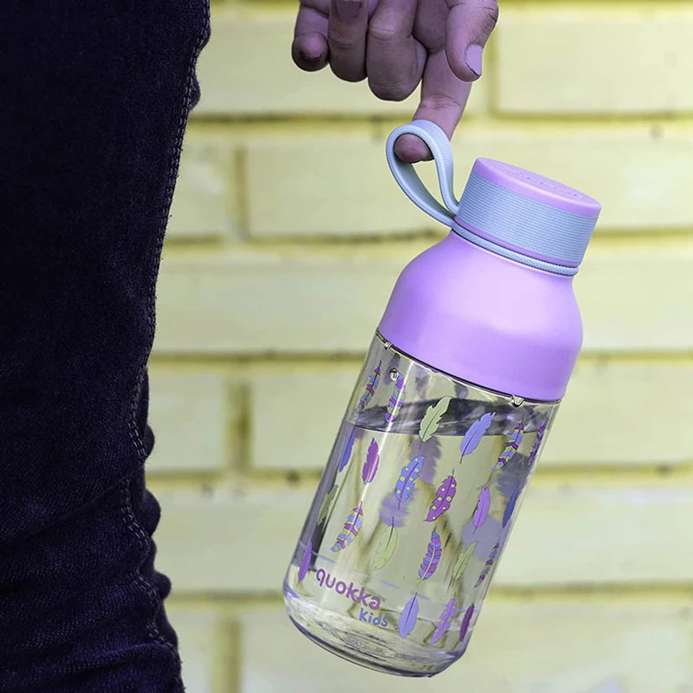 „Quokka Ice Kids“ su dirželiu - „Ecozen Vanduo“ gertuvė 430 ml su dirželiu (plunksnos)