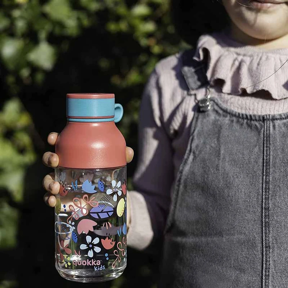 „Quokka Ice Kids“ su dirželiu - „Ecozen Vanduo“ gertuvė 430 ml su dirželiu (gėlės)