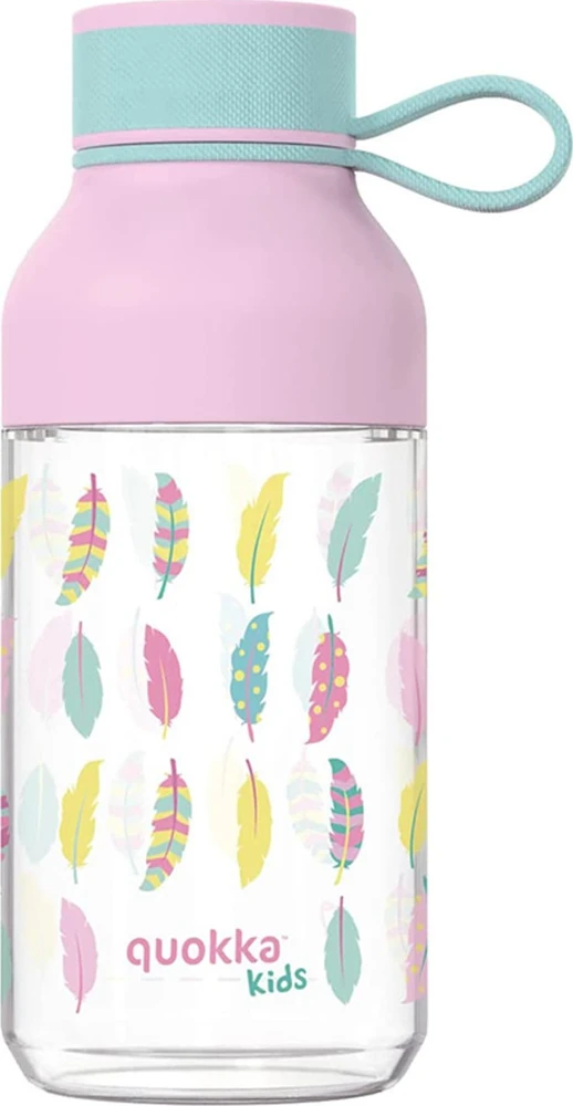 „Quokka Ice Kids“ su dirželiu - „Ecozen Vanduo“ gertuvė 430 ml su dirželiu (plunksnos)