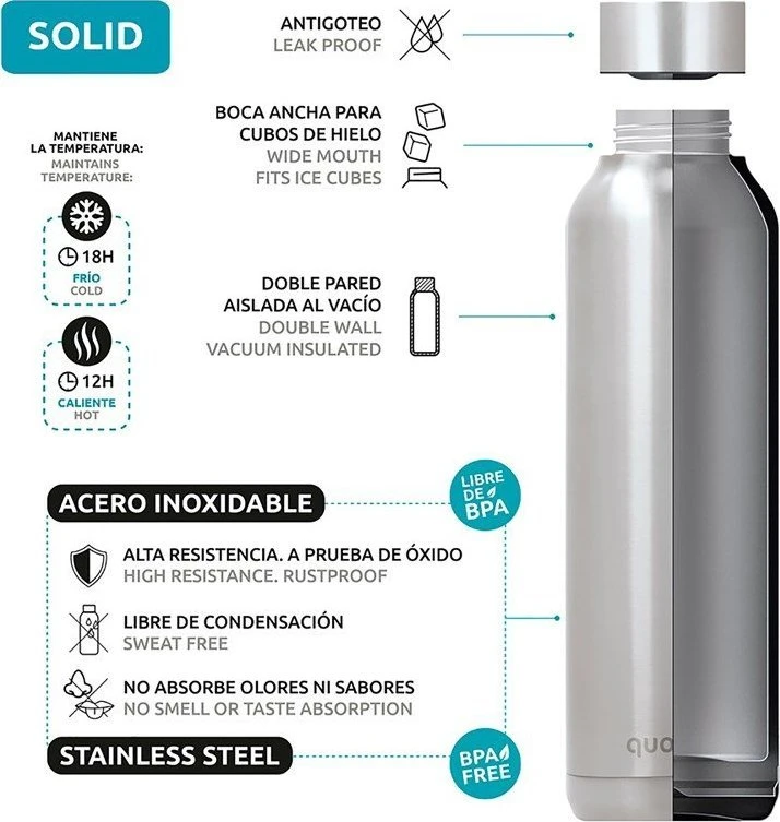 „Quokka Solid Kids“ su dirželiu - Nerūdijantis plienas, dvigubos sienelės, vakuuminis termosas, 330 ml (Zebras)