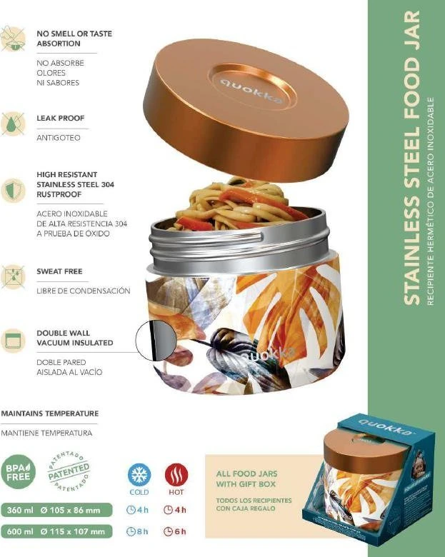 „Quokka Whim“ maisto indelis – terminė pietų dėžutė / pietų termosas 360 ml (tropinis)