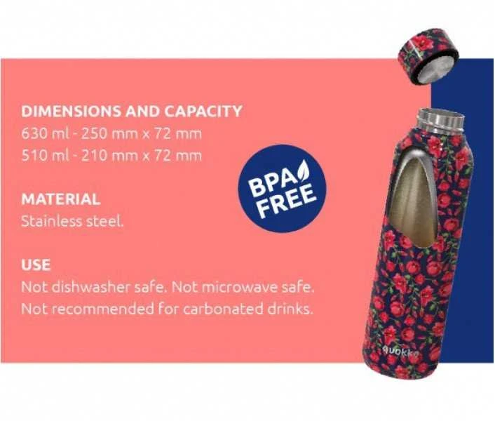 Gertuvė „Quokka Solid“ nerūdijančio plieno termosas, 510 ml (pastelinės persikų spalvos)