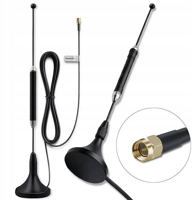 4G LTE 600-2700MHz antena su magnetiniu pagrindu - 5dBi - SMA - vidinė - Qoltec 57059
