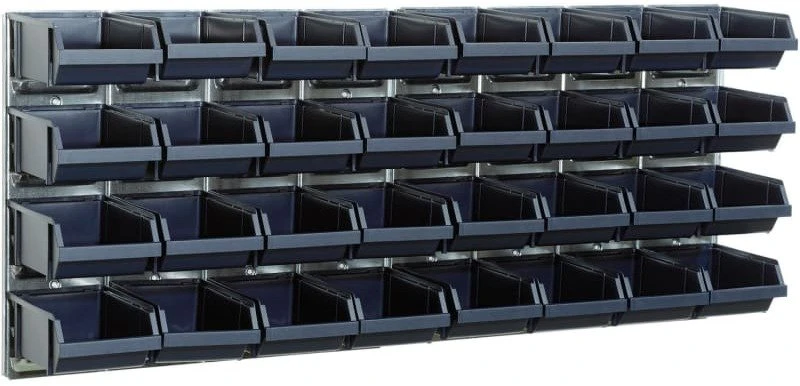 32 bins on wall panels, Raaco