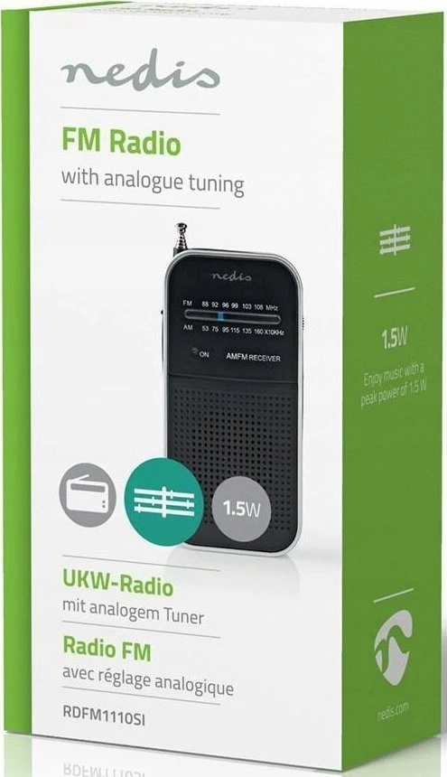 Radijas Nedis RDFM1110SI radijas Portable Analog Juodas