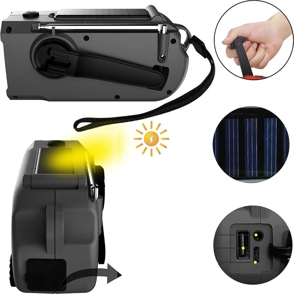 MOZOS ER-01 Radijas SOLARNE DYNAMO AM/FM 5000 MAH