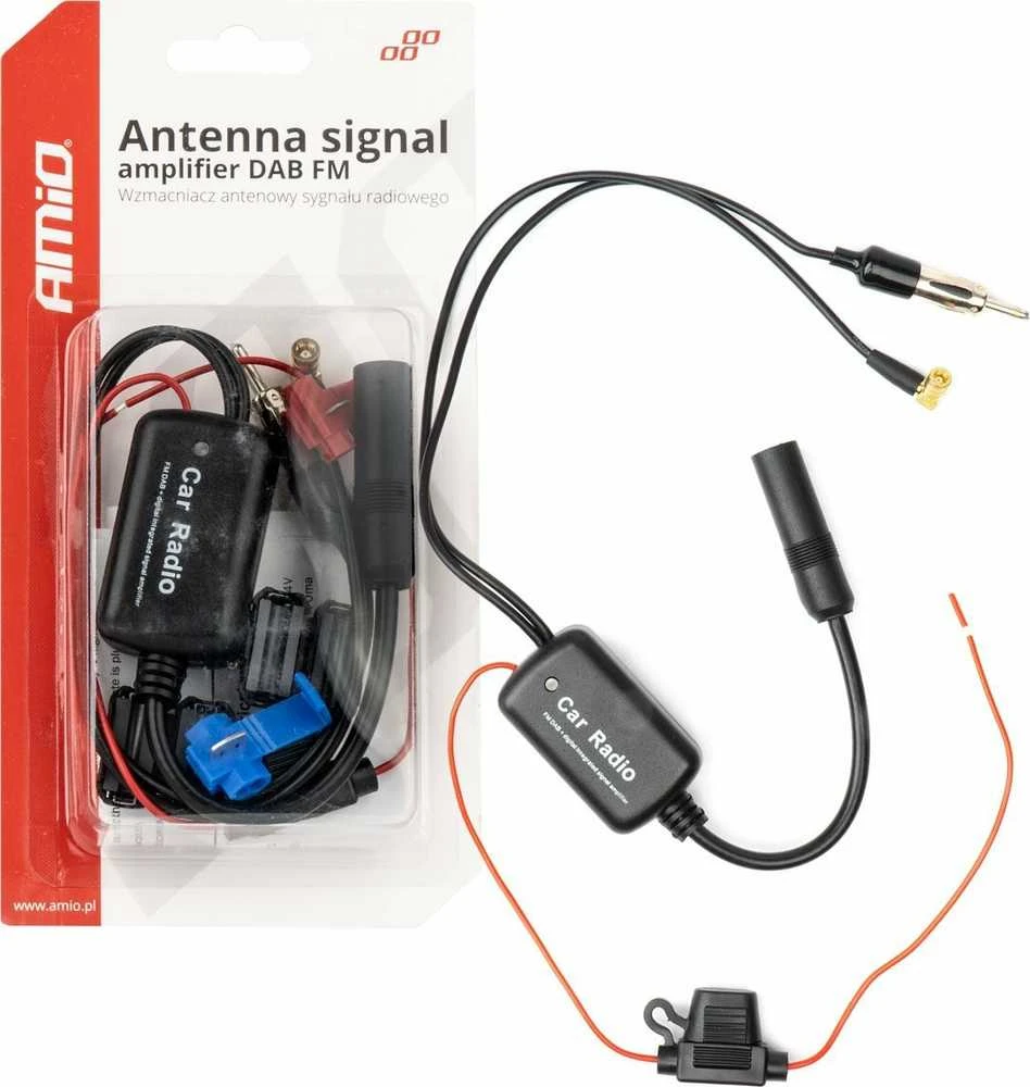 Radijo antenos signalo stiprintuvas 12V DAB/FM AMIO-04134