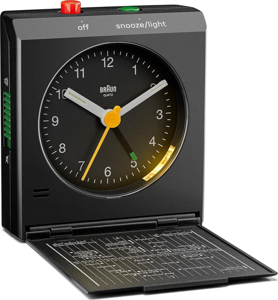 Braun BC 05 B Quartz Foldable Alarm Clock Juodas