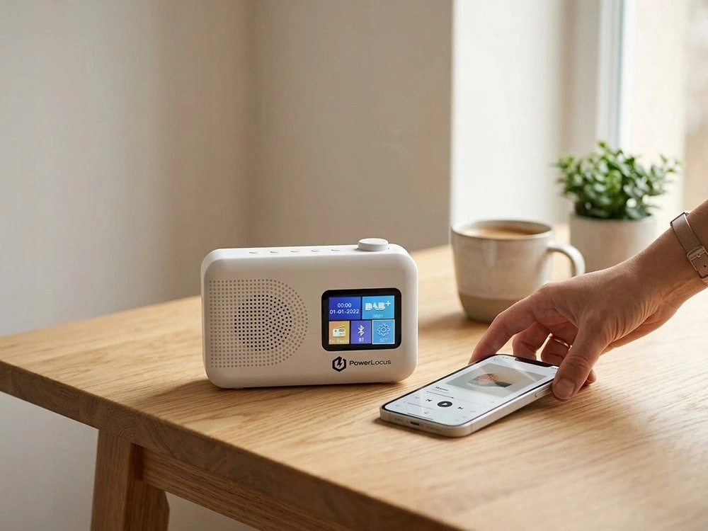Radijo žadintuvas PowerLocus DAB+ FM/AM radijas, žadintuvas