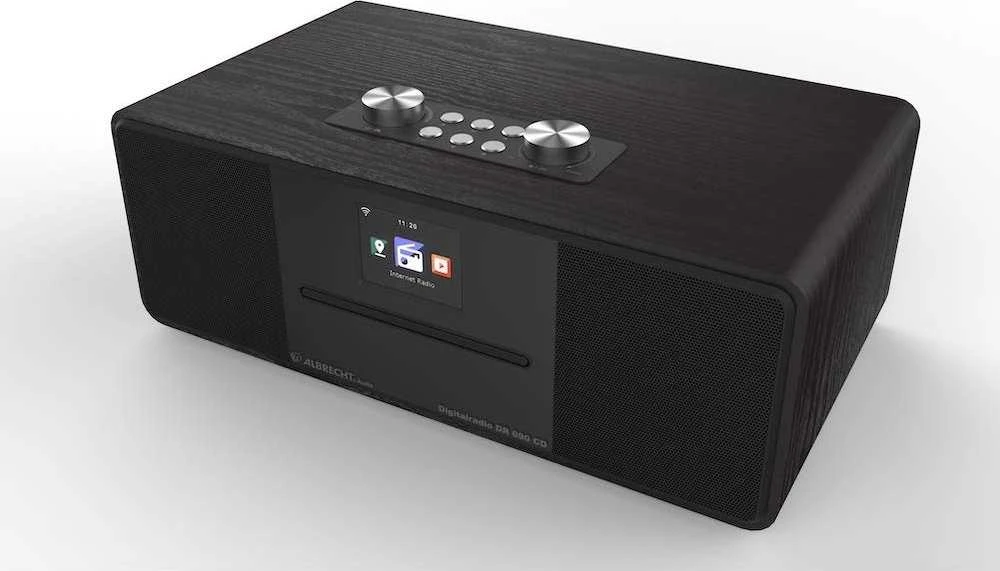 Albrecht DR 690 CD, DAB+/FM/Internet/CD, juodas medinis korpusas, 2,8" spalvotas ekranas,