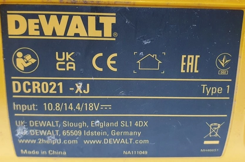 Radijo imtuvas DeWalt DCR021-XJ; 10,8-18 V (be akumuliatoriaus ir pakrovėjo)