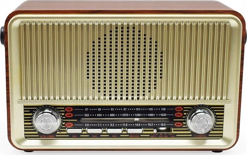 Lamex Radio . Radijas PRZENOŚNE RABA RETRO BLUETOOTH, FM, USB, SD, AUX Z PILOTEM, BRĄZOWE LX510BTB