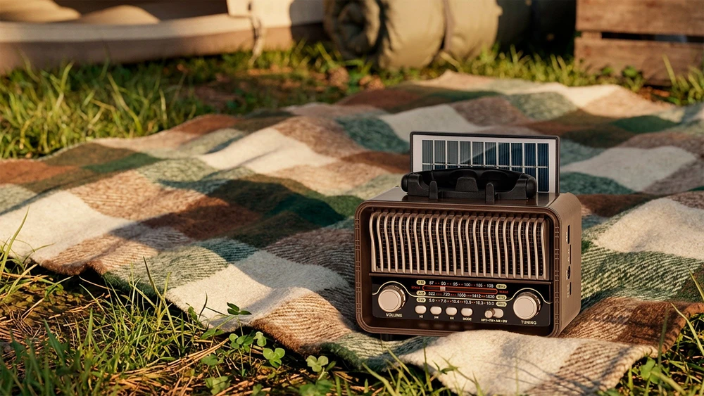 Kruger & Matz Radio Nešiojamasis analoginis saulės energija varomas „KrugerMatz“ radijo imtuvas, modelis KM0832