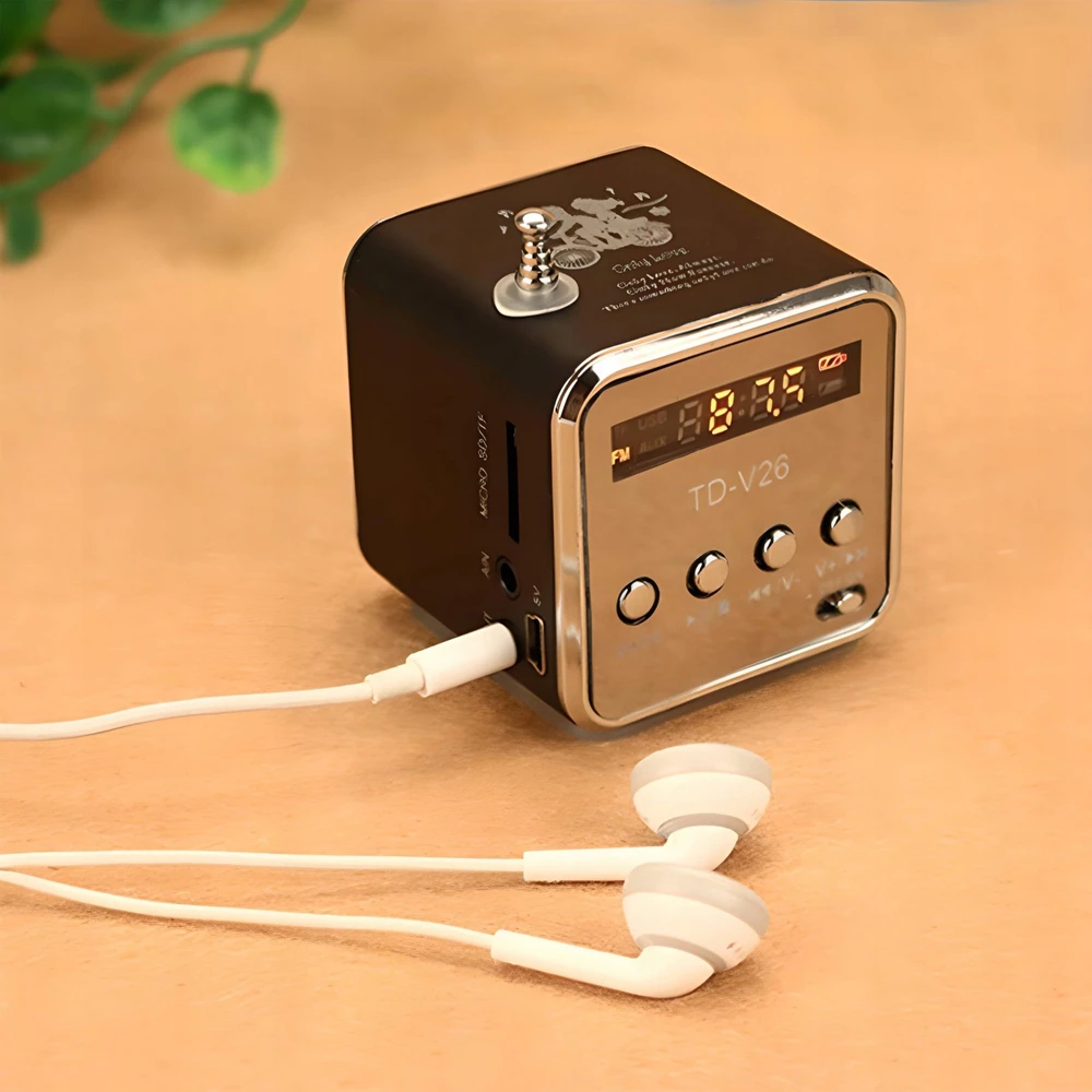 Głośnik Garsiakalbis Belaidis nešiojamas mini FM radijas LED garsiakalbis -E249