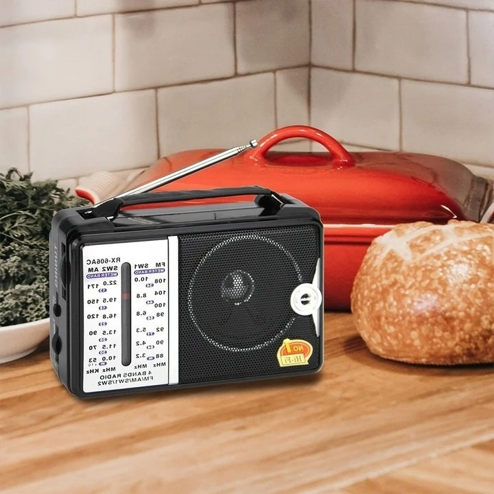 Retoo Radio Virtuvės radijas, maitinamas baterijomis, prijungtas prie tinklo, FM AM USB, nešiojamas, antena 230 V