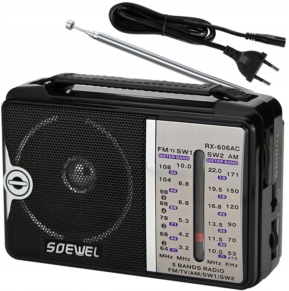 Retoo Radio Virtuvės radijas, maitinamas baterijomis, prijungtas prie tinklo, FM AM USB, nešiojamas, antena 230 V