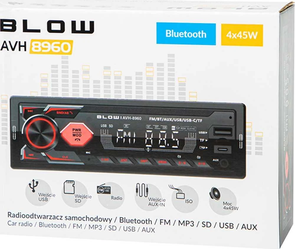 Automagnetola Radijas BLOW AVH-8960 RDS MP3/USB/micro SD/BLUETOOTH + USB-C