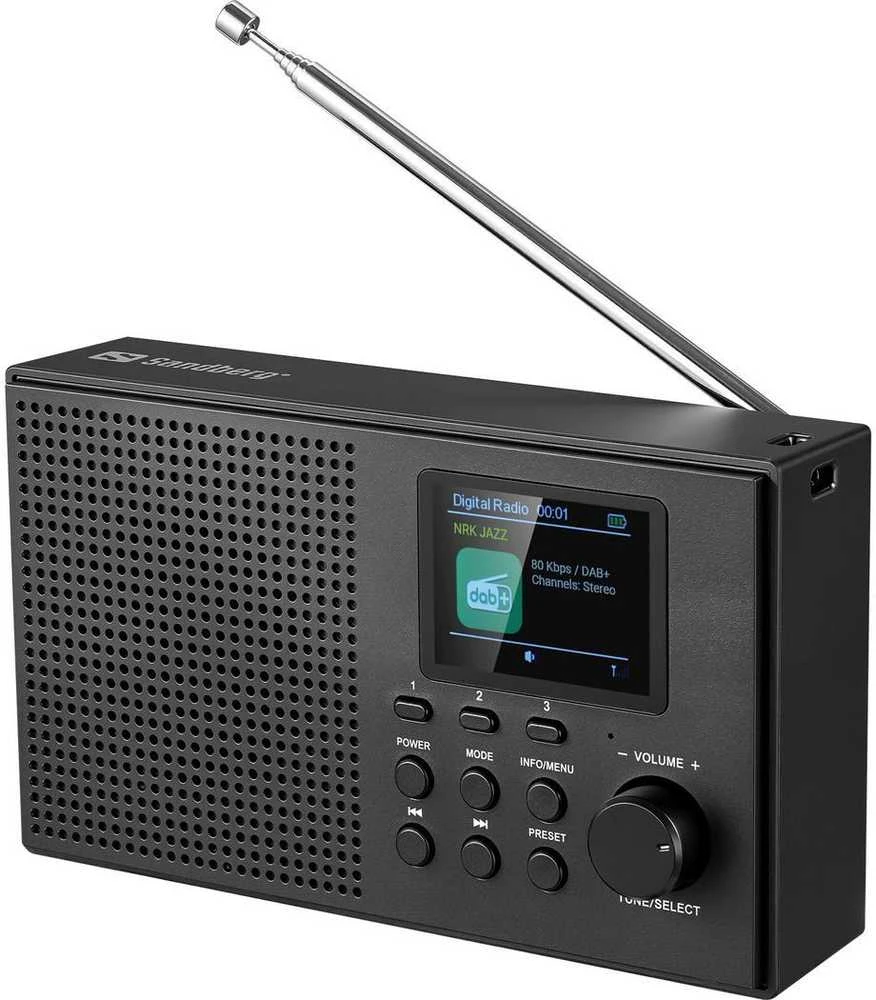 Sandberg „Technaxx“ garsiakalbis-radijas su DAB+BT įkraunamu garsiakalbiu, nešiojamas DAB+/FM radijas su „Bluetooth“, Juodas