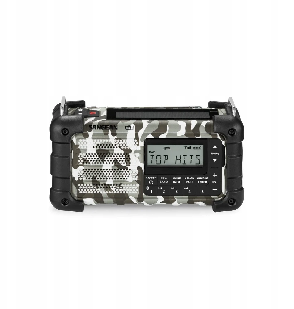 Sangean MMR-99 DAB+ „Artic Camo“ avarinis / rankinis / saulės energija varomas radijas