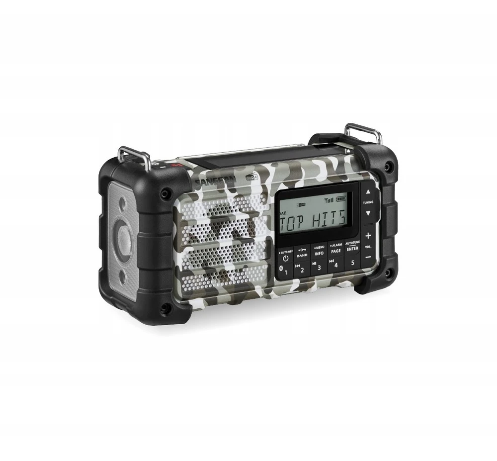 Sangean MMR-99 DAB+ „Artic Camo“ avarinis / rankinis / saulės energija varomas radijas
