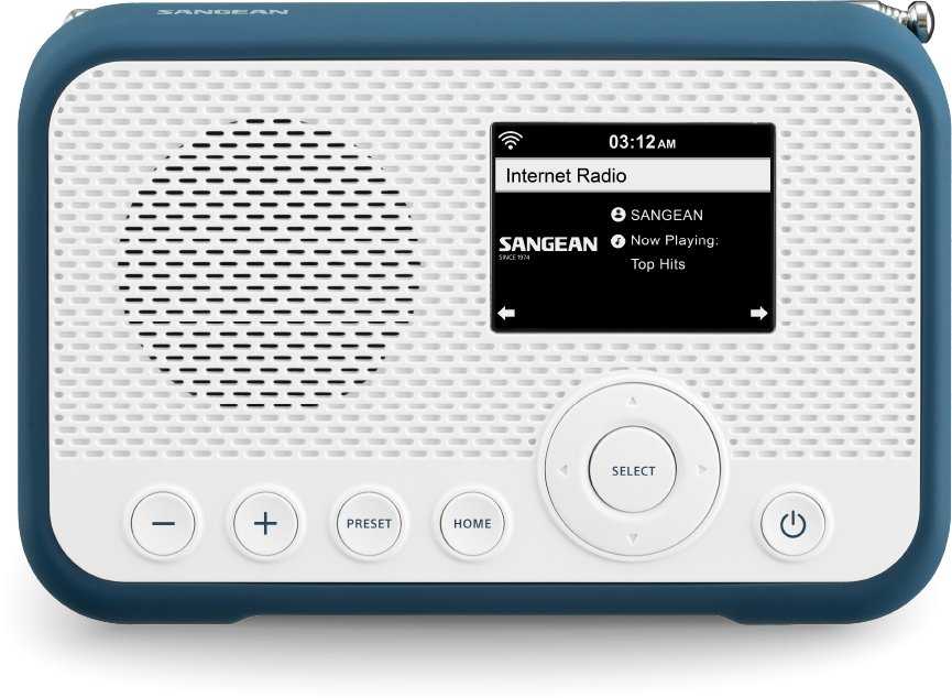 Radio Sangean Sangean WFR-39 Internet Taschenradio Internet, DAB, UKW Internetradio, UKW, WLAN Spotify, Weckfunktion, wiederaufladbar Weiß, Blau (A500466)