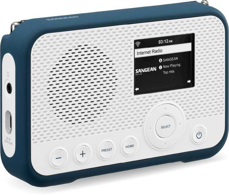 Radio Sangean Sangean WFR-39 Internet Taschenradio Internet, DAB, UKW Internetradio, UKW, WLAN Spotify, Weckfunktion, wiederaufladbar Weiß, Blau (A500466)