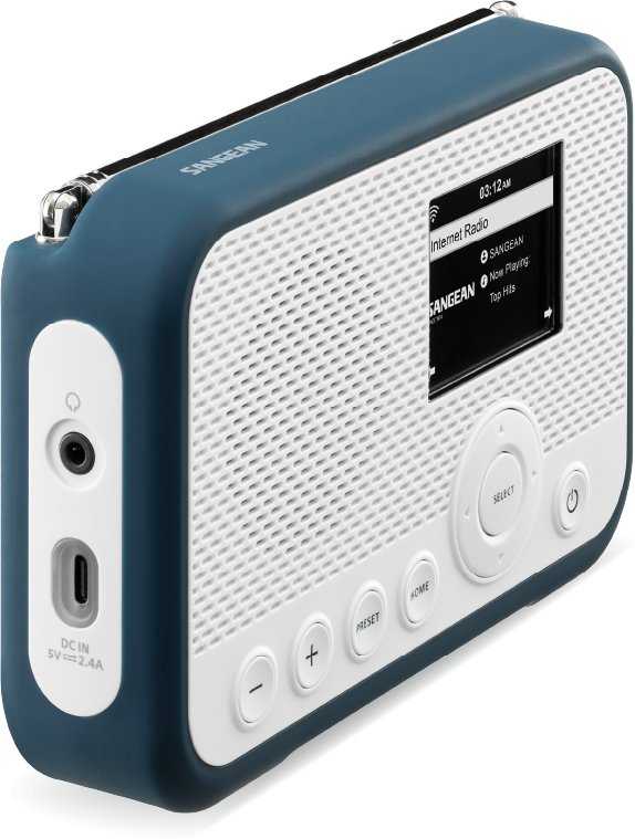 Radio Sangean Sangean WFR-39 Internet Taschenradio Internet, DAB, UKW Internetradio, UKW, WLAN Spotify, Weckfunktion, wiederaufladbar Weiß, Blau (A500466)