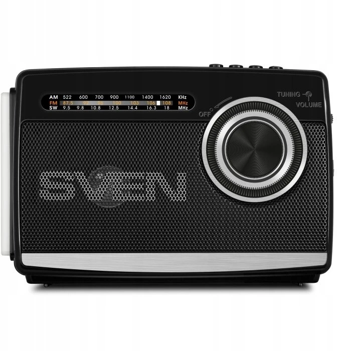 Garsiakalbis SVEN SRP-155, juodas (3W, Bluetooth, FM/AM/SW, USB, Micro SD, žibintuvėlis, baterija)