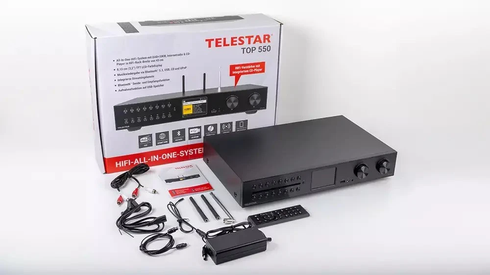 TelestarTOP550 Hi-Fi System CD/DAB+/FM/Internet Radio, Bluetooth, USB, HDMI, Wi-Fi, Juodas