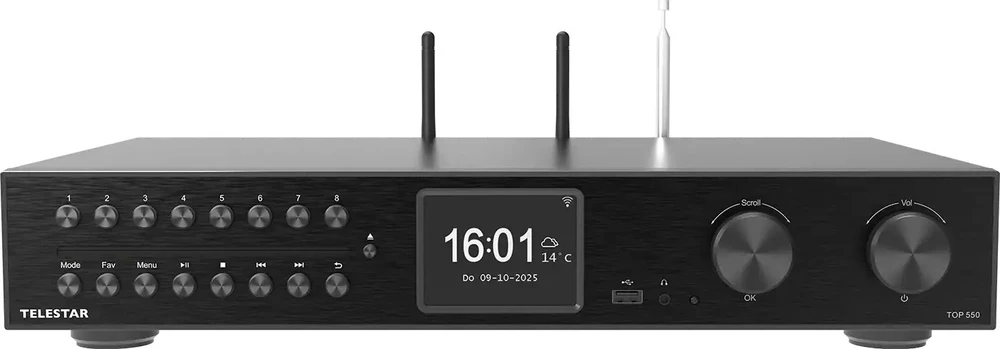 TelestarTOP550 Hi-Fi System CD/DAB+/FM/Internet Radio, Bluetooth, USB, HDMI, Wi-Fi, Juodas