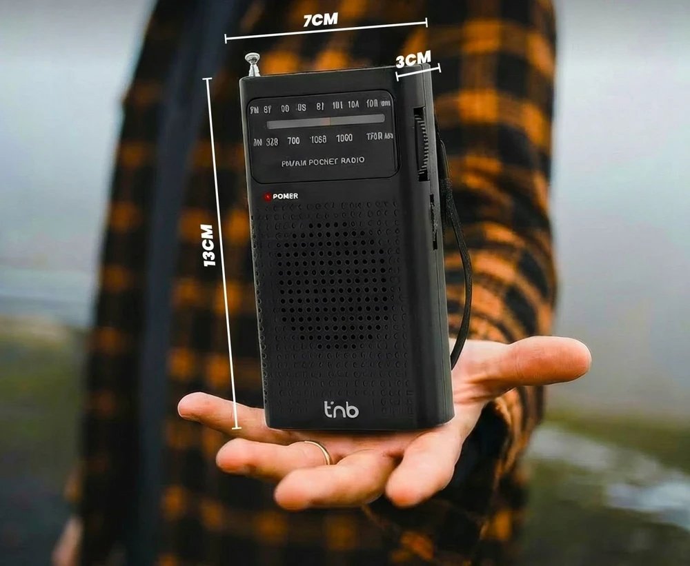 Radijas TnB Mini Nešiojamas FM / AM Turistinis Kišeninis Radijas su Baterijomis + 3,5 mm Jack / Fmpket1