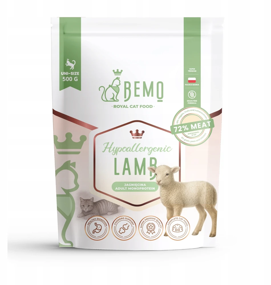 BEMO Cat Hypoallergenic ėriena – sausa katėms skirta ėdalo – 500g