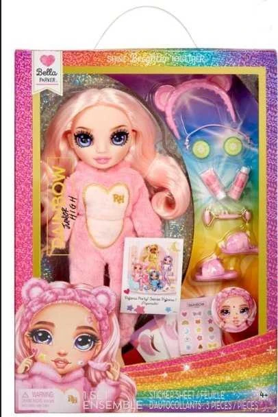 Parker 503675-EUC Junior High mados lėlė Bella PJ Party rožinė
